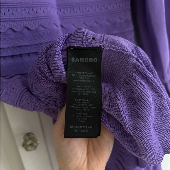 Sandro Purple Pointelle Knit Mini Dress sz 38 - Picture 14 of 15